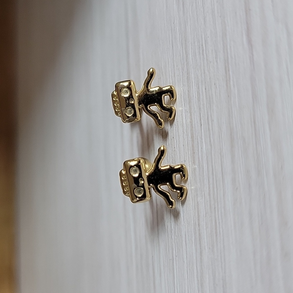 Gold Robot Stud Earrings, Unisex